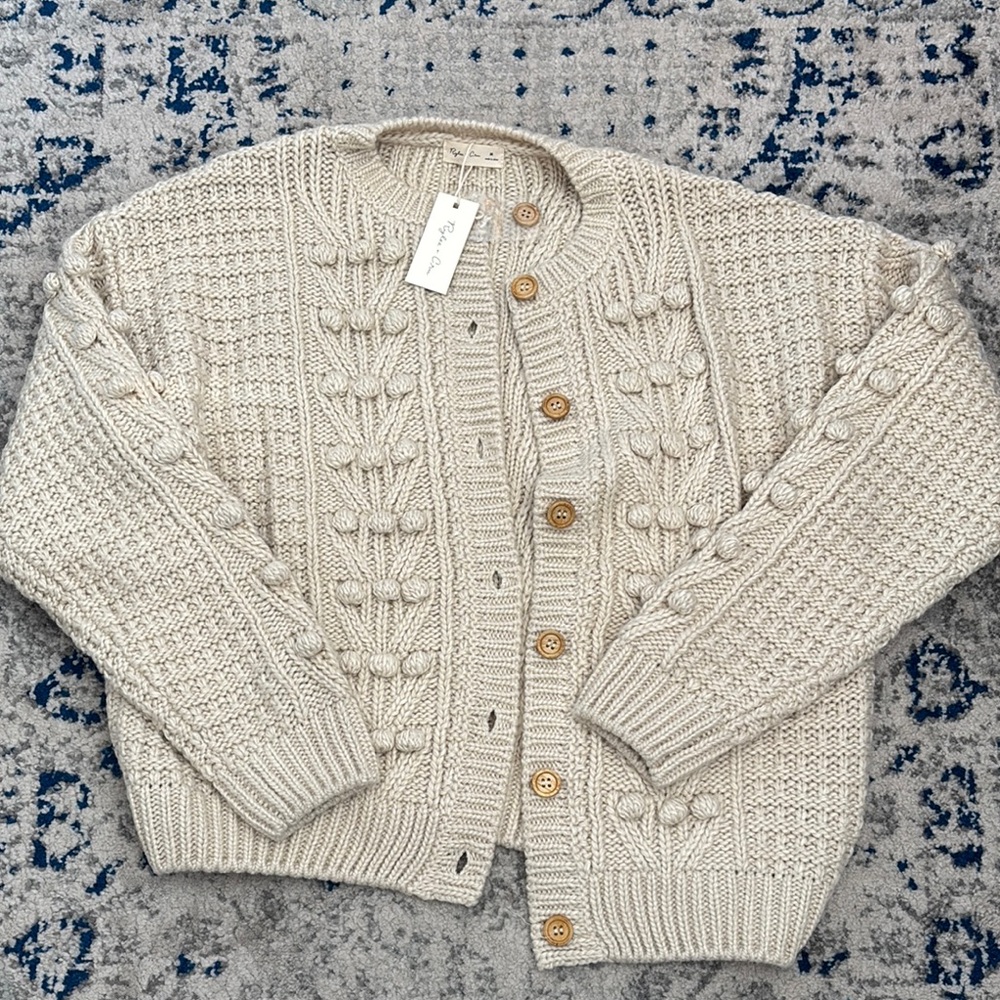 Rylee + Cru Cream Bobble Cardigan